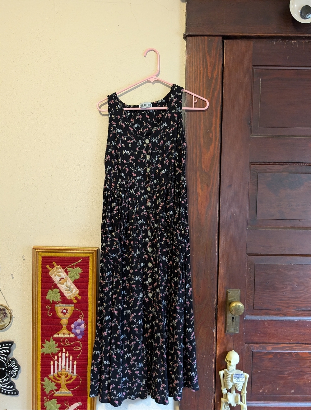 Vintage Robbie Bee Maxi Button‎ Up Floral Dress W/ Front Tie